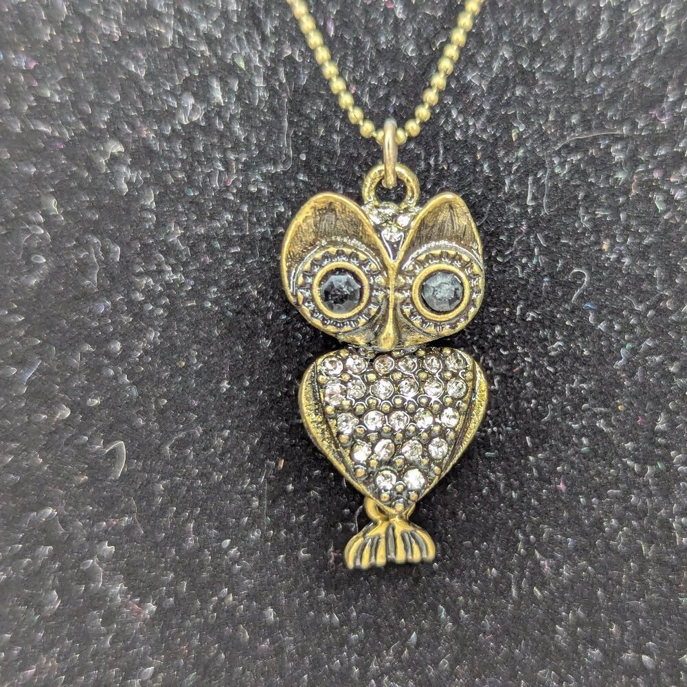 Aeropostale Owl Dark Gold Tone Pendant & Chain Necklace NWT One Size Fits All